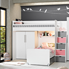 Neo Hoekstapelbed met Kast - Wit/Roze