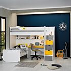 Neo Hoekstapelbed met Bureau - Wit/Geel