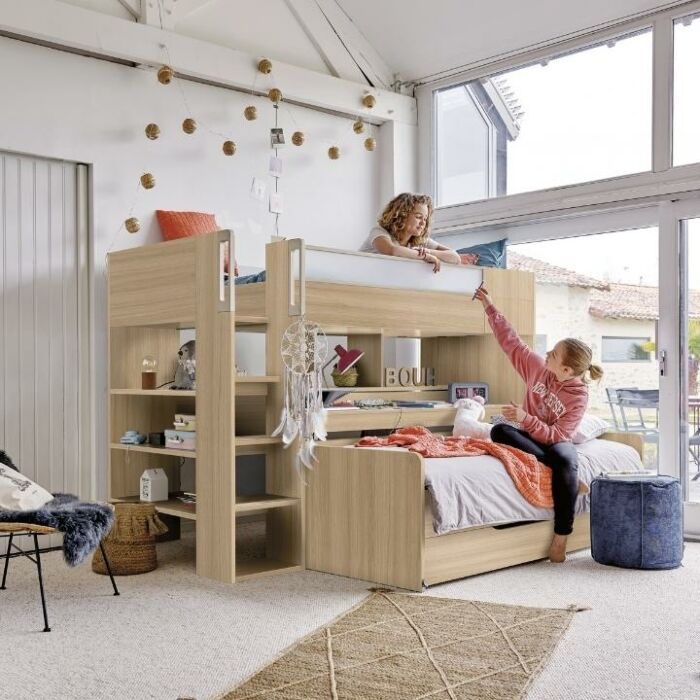 Gautier Dimix Hoogslaper met Ledverlichting, Ledikant en Bureau 90x200 - Eiken main product photo