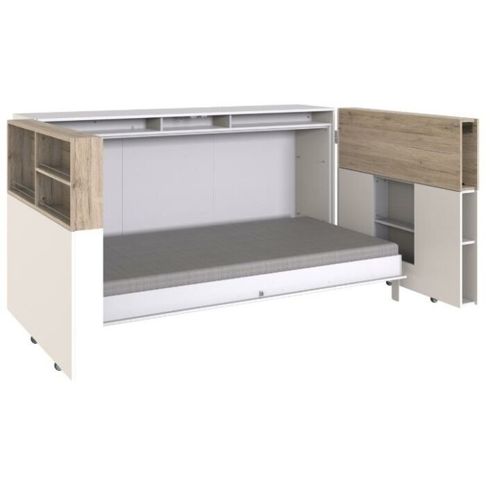 Juist Horizontaal Opklapbed 90x200 met Bedombouw - San Remo/Wit main product photo