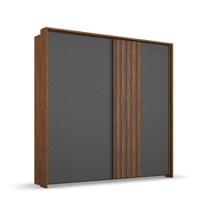 Mosbach Schuifdeurkast B181 x H214 - Eiken/Grijs Metallic main product photo