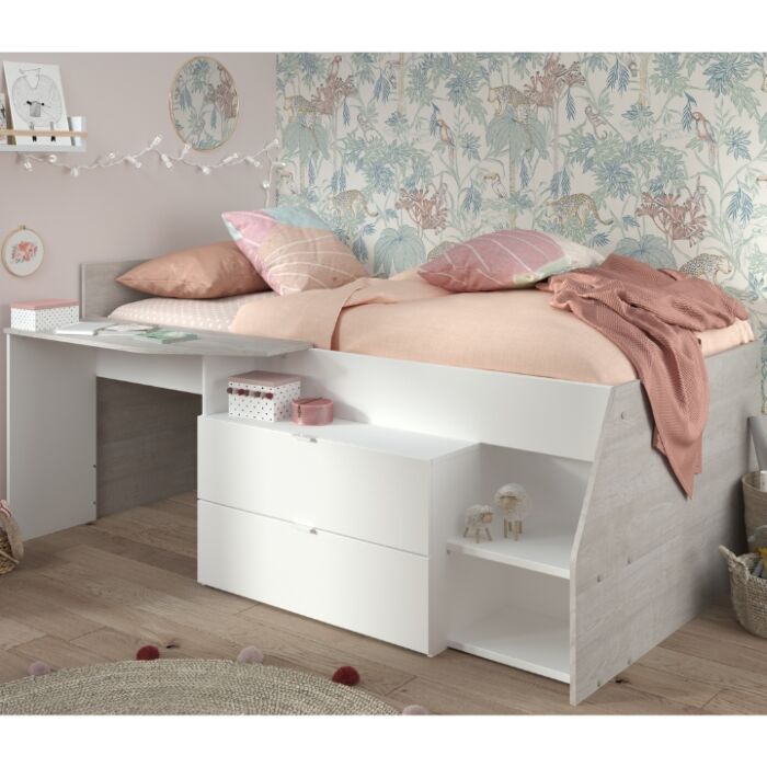Milky Kajuitbed met Bureau - Wit main product photo