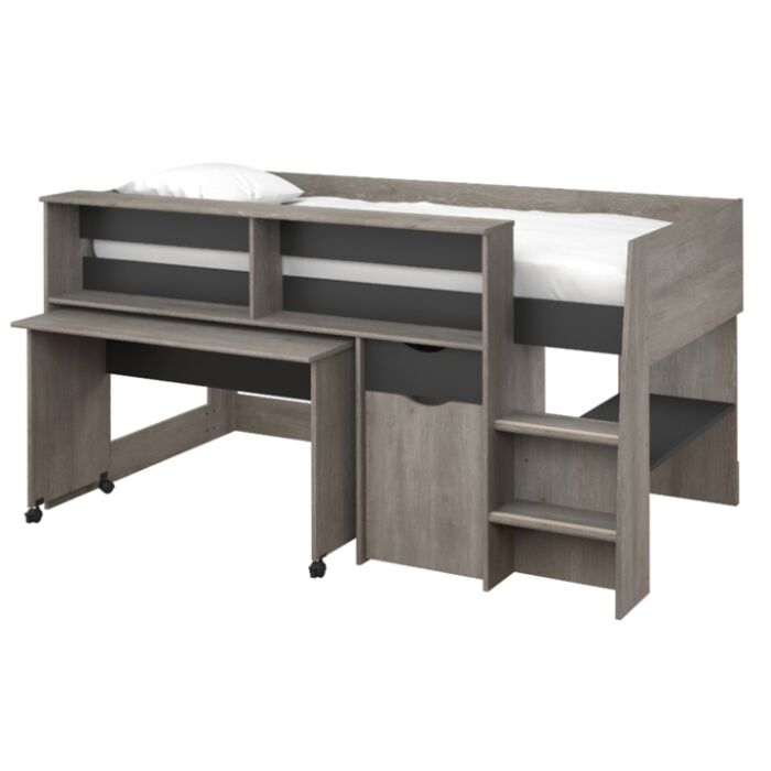 Tempo Halfhoogslaper met Bureau - Grijs Eiken main product photo
