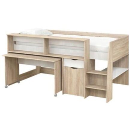 Tempo Halfhoogslaper met Bureau - Eiken/Wit