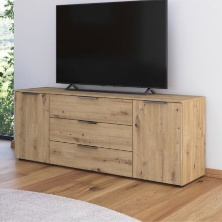 Flipp Commode 2 deuren en 3 laden - Artisan Eiken/Chroom