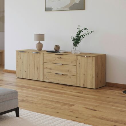 Flipp Commode 3 deuren en 3 laden - Artisan Eiken/Chroom
