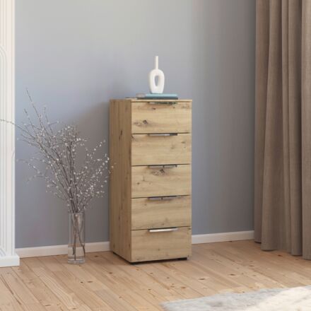 Flipp Commode 5 laden smal - Artisan Eiken/Chroom