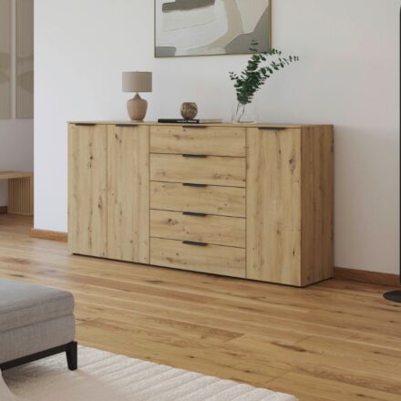 Flipp Commode 3 deuren en 5 laden - Artisan Eiken/Grafiet